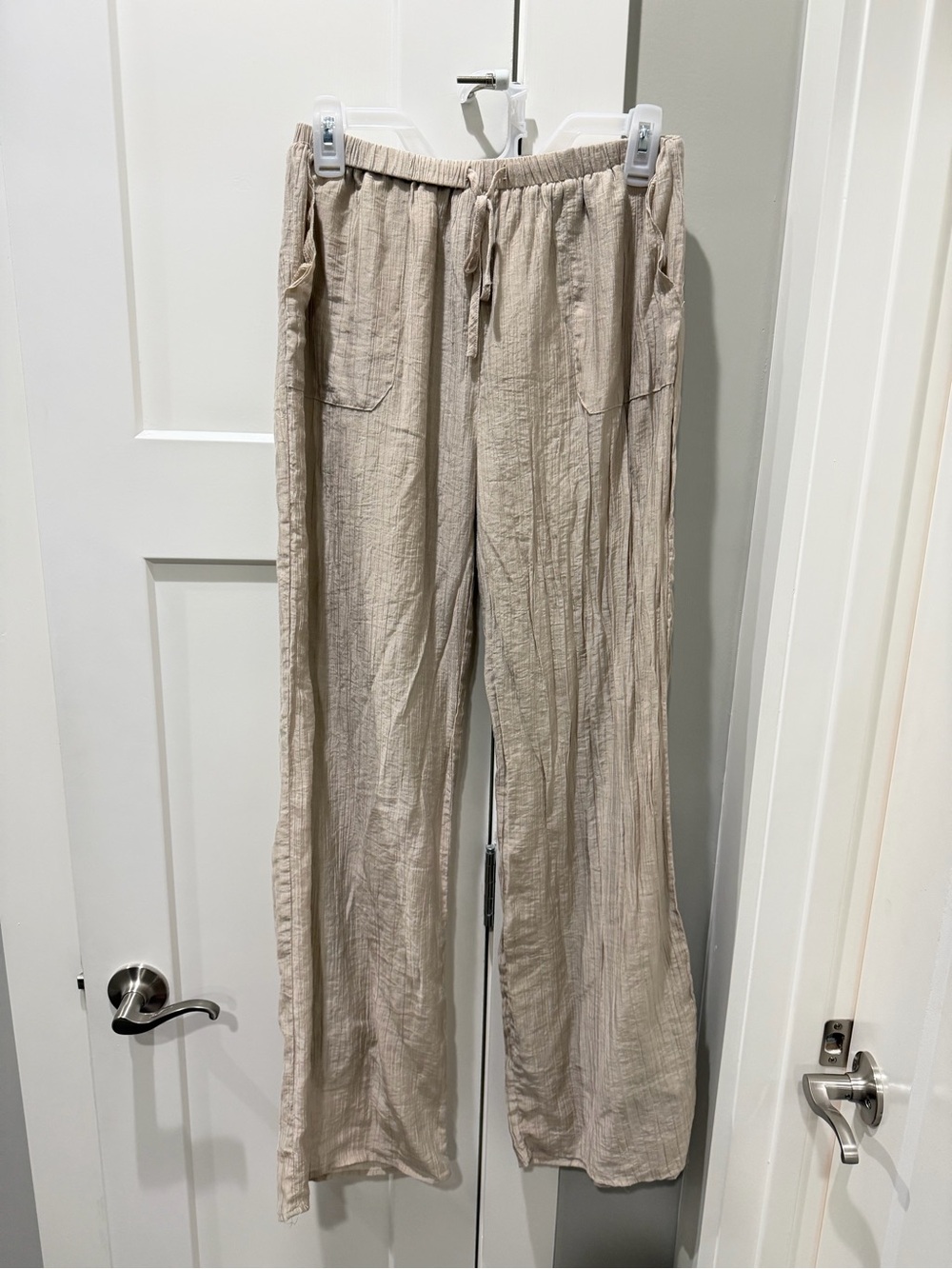 Fashion Nova Women’s Drawstring Linen Joggers - Light Beige